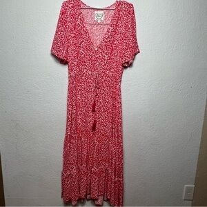 Sunday Mi Amor Floral V Neck Flowy Tiered Maxi Dress